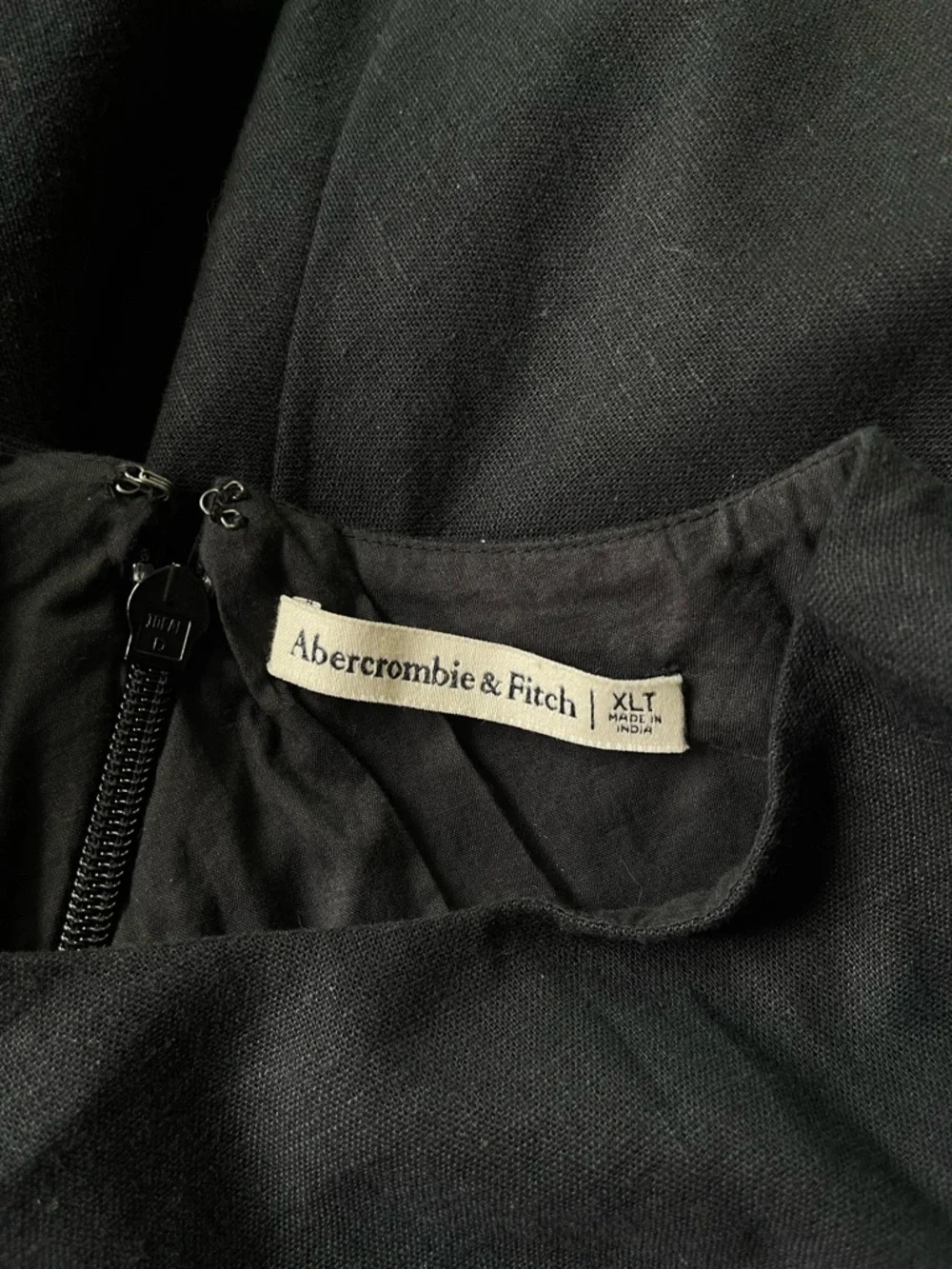 Abercrombie Linen Blend Maxi Dress Minimal Black Column Slip XL Tall NWT Capsule